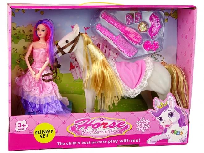 Marionet prinsesse med hvid hest