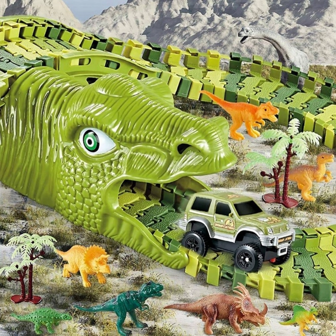 Dinosaur kapløbsbane med bil og figurer