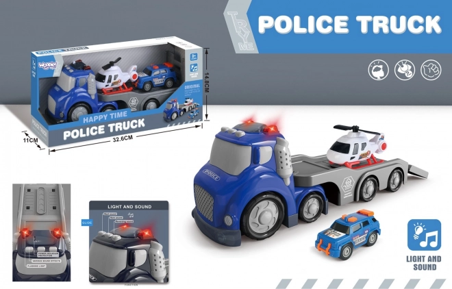 Woopie Blå Politi Trailer City Truck med Lys- og Lydeffekter