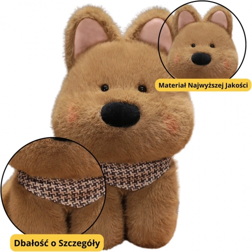 Plysbamse hund med tørklæde brun 25 cm