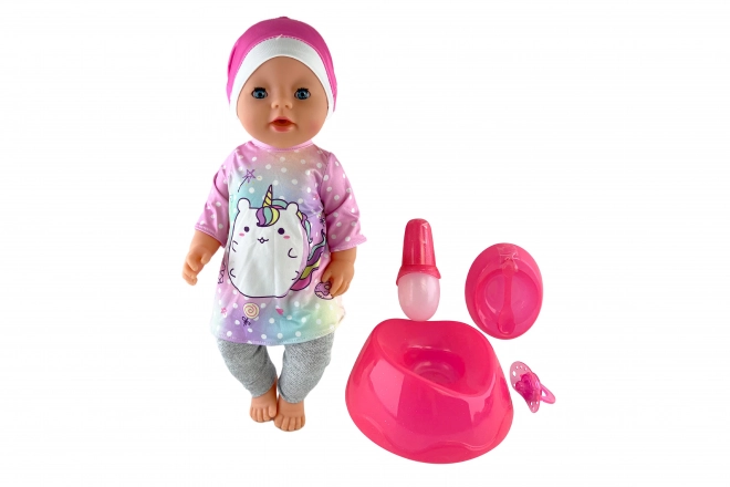 Tissende baby med tilbehør 45cm