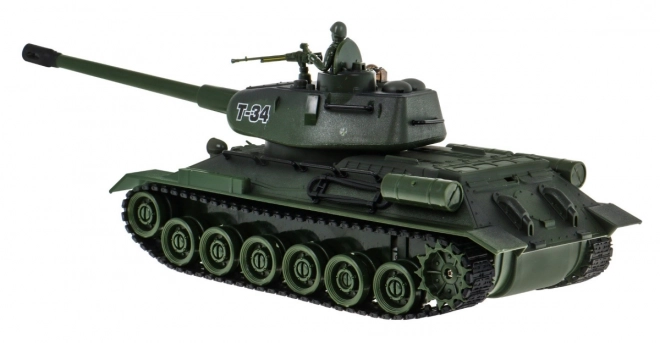 Fjernstyrede 2 tanke T-34 vs. Tiger til børn 3+ Skydemodeller 1:28 + Stor tankkamp + Lysende lyde