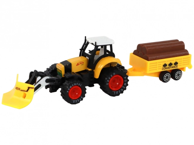 Traktor med anhænger gul rød