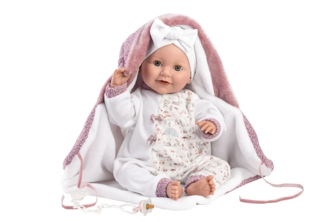 Llorens 74040 NYFØDT - blinkende realistisk dukke baby med lyde og blødt stofkrop - 42 cm
