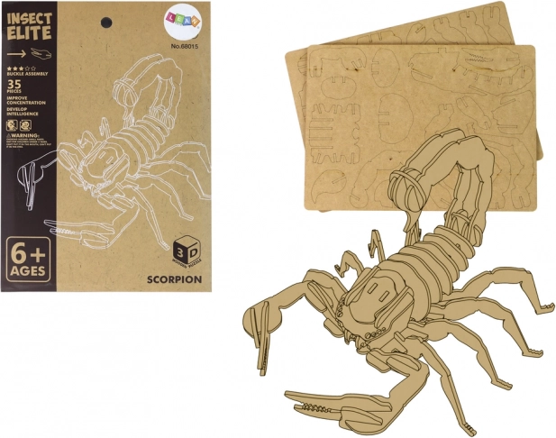 Træ 3D-puslespil skorpion – lærerig byggesæt, 35 dele