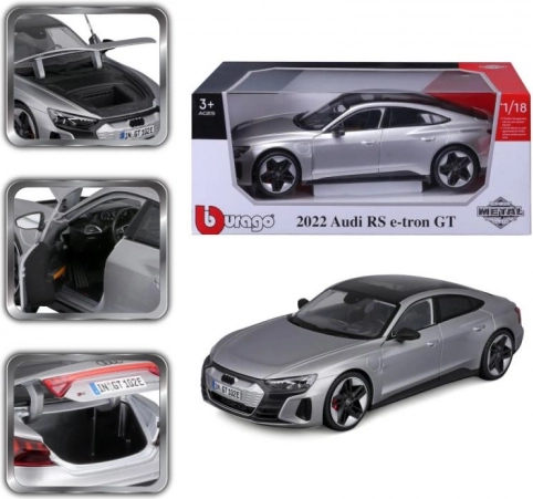 Metalmodel BBURAGO 1:18 AUDI RS e-tron GT – sølvfarvet