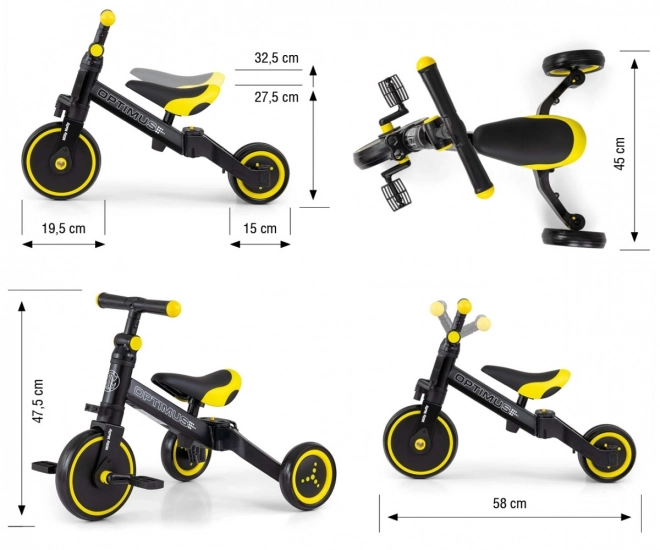 Børnetricycle 3 i 1 Optimus Sort