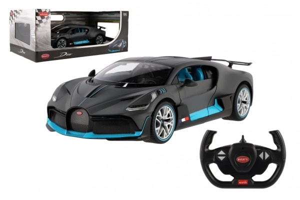 Auto RC Bugatti Divo grå plast 32cm 2,4GHz fjernbetjening på batteri i kasse 43x18x25cm