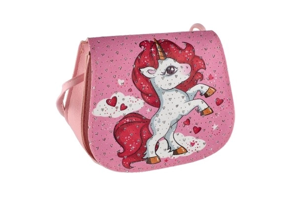 Taske/Unicorn taske med sten plastik 4 farver i pose 17x15x3cm
