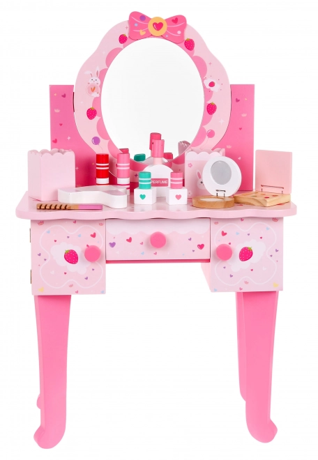 Træ toiletbord med skammel til piger Hjemmeskønhedssalon Makeup + tilbehør