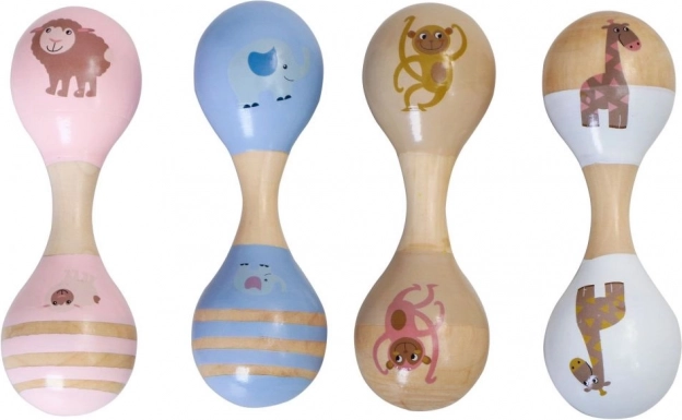 Dobbelt maracas i træ med dyr – motiv Noahs ark