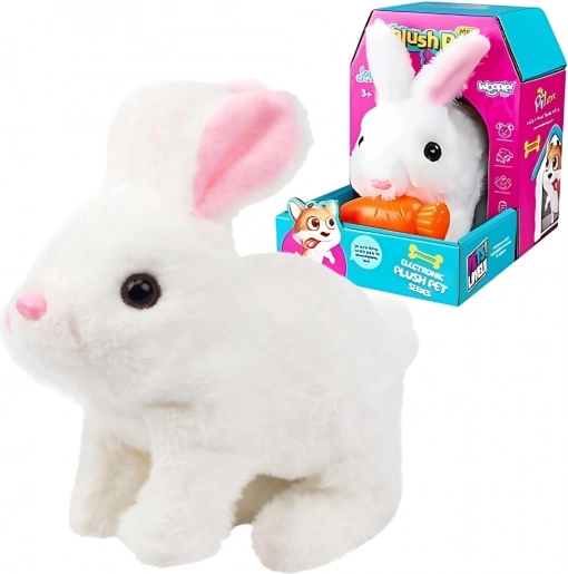 Interaktiv plysbamse-kanin med gulerod WOOPIE – hvid