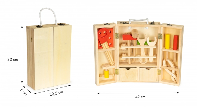 Træværktøj i værkstedsboks, XXL sæt ECOTOYS