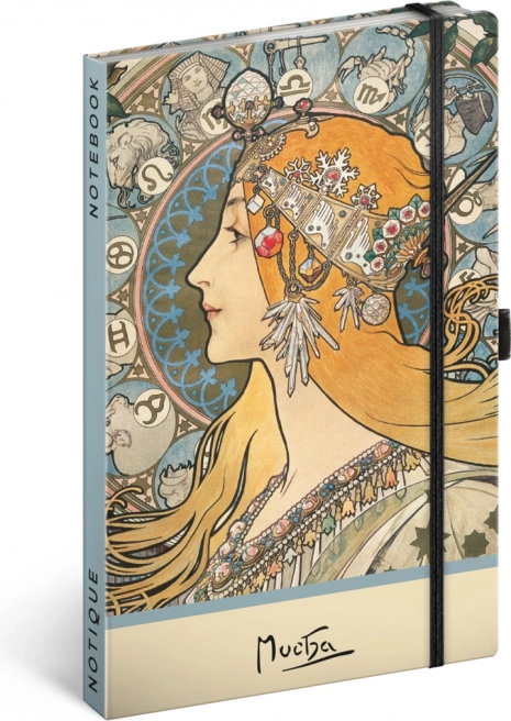 Notesbog Alfons Mucha – Zodiac, prikker 13 × 21 cm