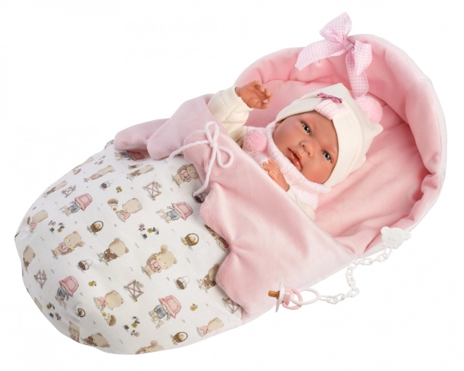 Llorens 73884 NEW BORN PIGE - realistisk babydukke med hele kropp i vinyl - 40 cm