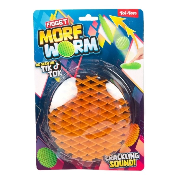 Fidget orm skiftende form antistress plastik 13cm 6 farver på kort