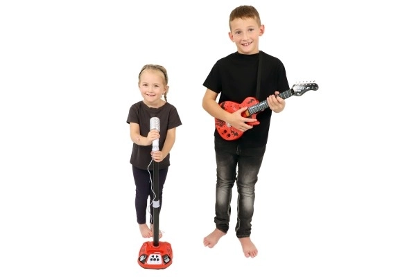 Elektrisk Guitar ROCK STAR plast 58cm med batterier, lyd og lys i boks 24x62x5,5cm