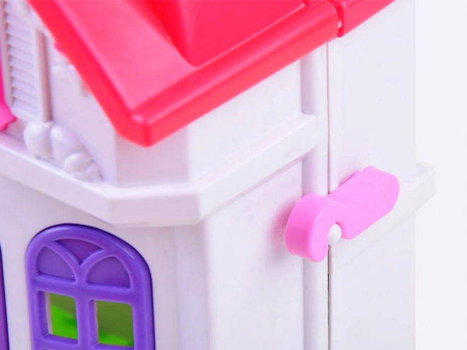 Foldbar familiehus med møbler og dukker