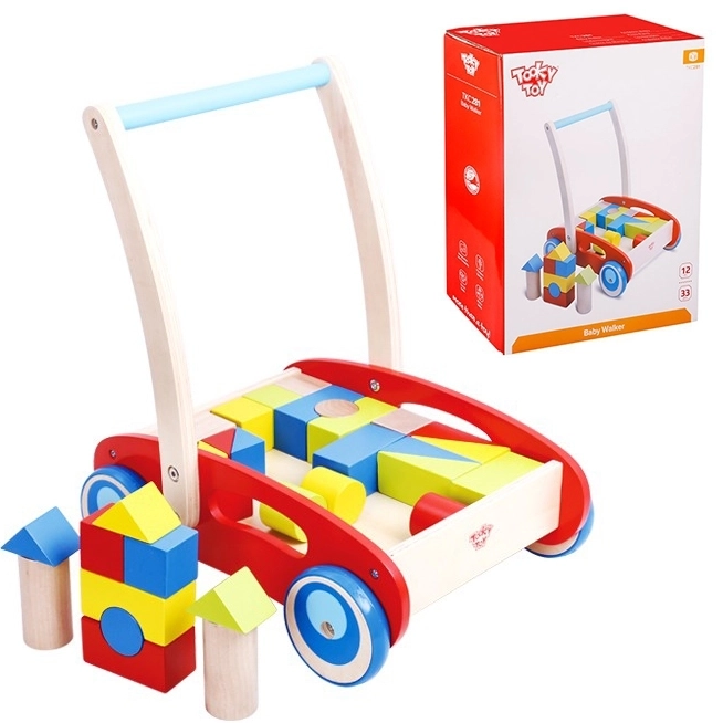 Træ gåvogn med klodser Tooky Toy