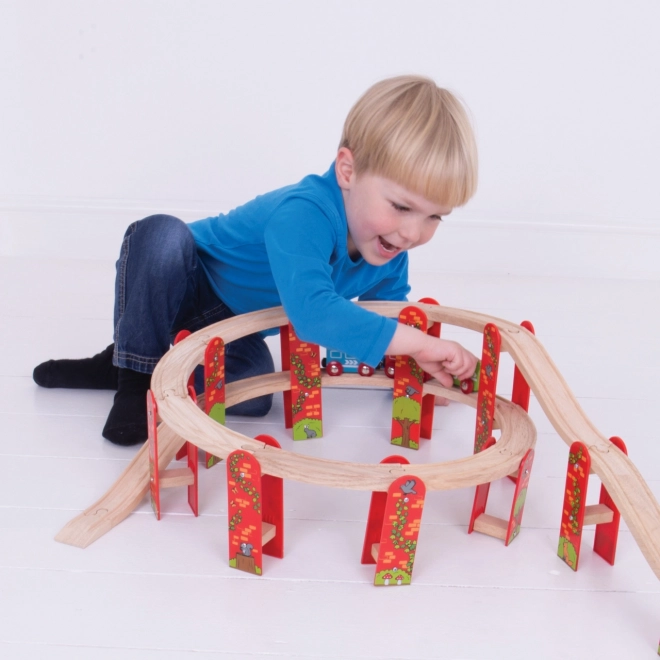 Bigjigs Rail fleretagers træbane byggesæt