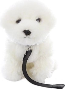 Plys malteserhund med snor 28 cm