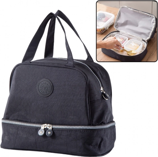 Isoleret termotaske med justerbar skulderrem, sort 27 cm