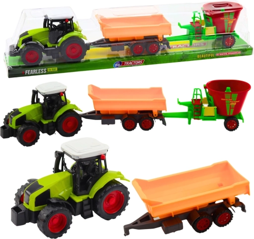 traktor med tiptrailer og foderblander – sæt til små landmænd