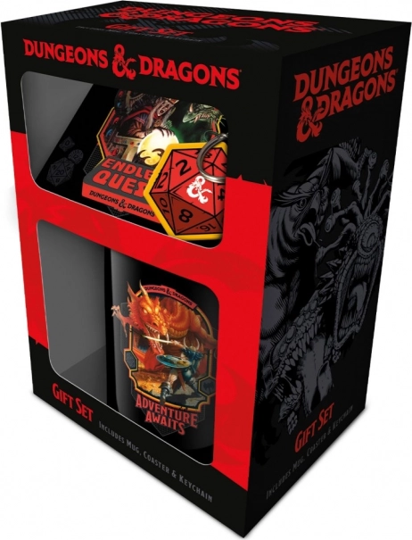 Gavesæt Dungeons & Dragons – krus, bordskåner og nøg vedhæng