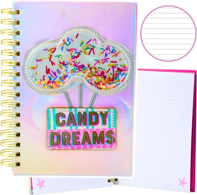 notesbog med linjer Candy Dreams holografisk A5
