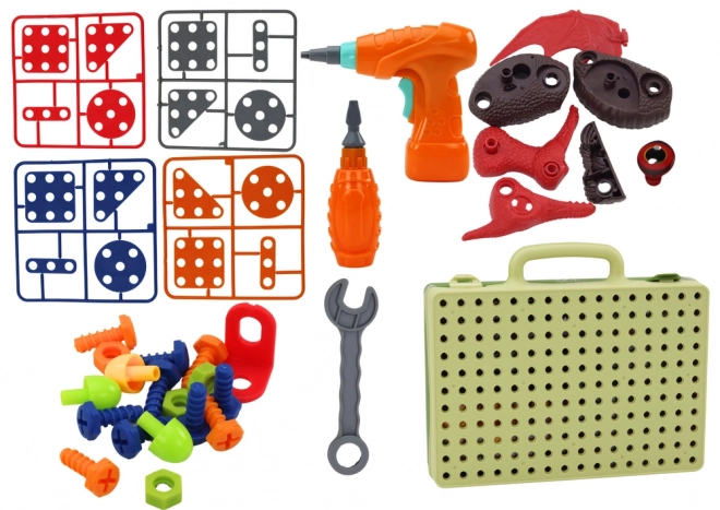 3D konstruktionspuslespilsblokke DIY Dinosaurer Skilbart Boremaskine