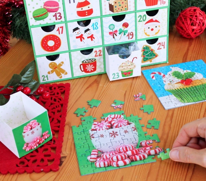 Adventskalender med puslespil Eurographics 24 x 50 stykker – Søde Jul