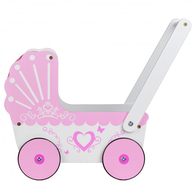 EcoToys Trædukkevogn Pink Hjerte