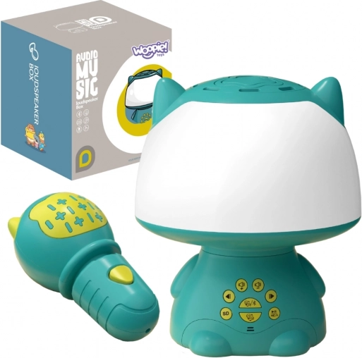 Woopie multifunktionel RGB-lampe med Bluetooth-højttaler, karaoke og stemmeforvrænger – turkis