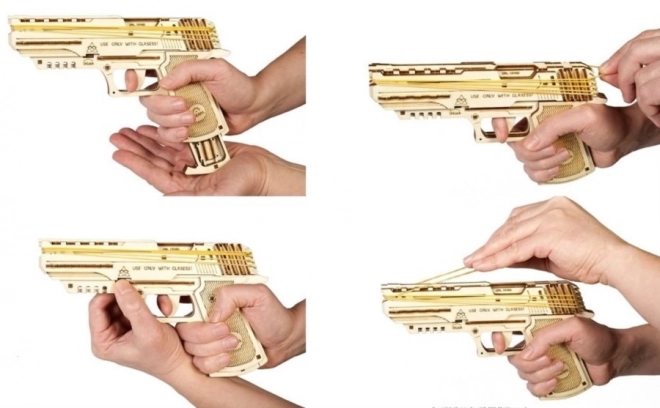 Mekanisk 3D puslespil pistol UGEARS Wolf-01