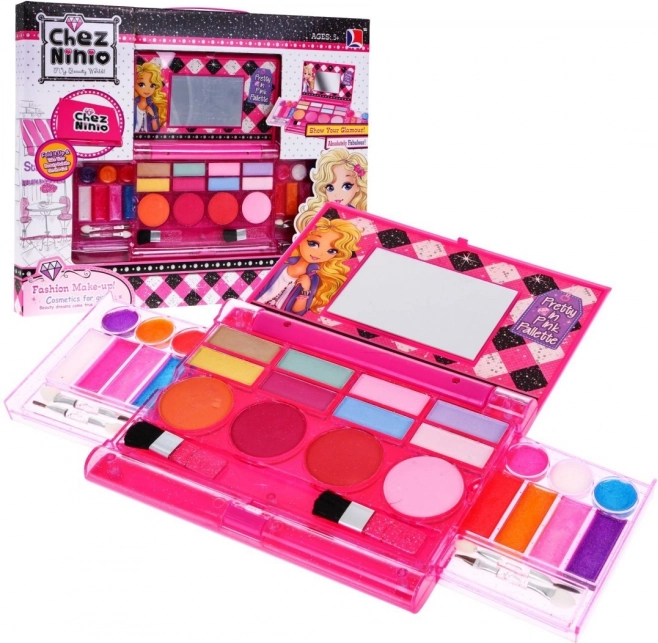 Rosa makeup-palette til børn 5+ med tilbehør