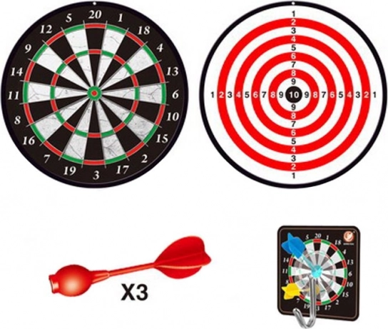 Dobbeltsidet magnetisk dartskive 15 cm med 3 pile