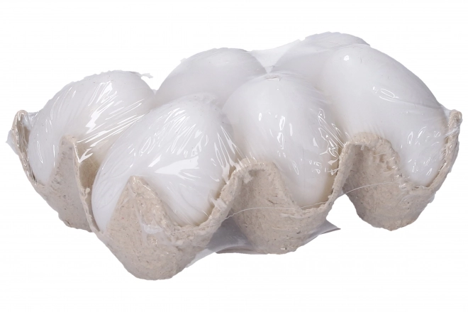 Dekorativt plastik æg hvid 6 cm, 6 stk