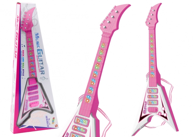 Elektrisk guitar til børn med lys og melodier pink