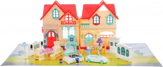 Sammenklappelig villa med figurer, lys og lyde til børn 3+