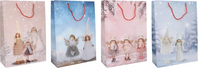 Julegavepose størrelse L 41,5 × 30 × 12 cm – 4 motiver