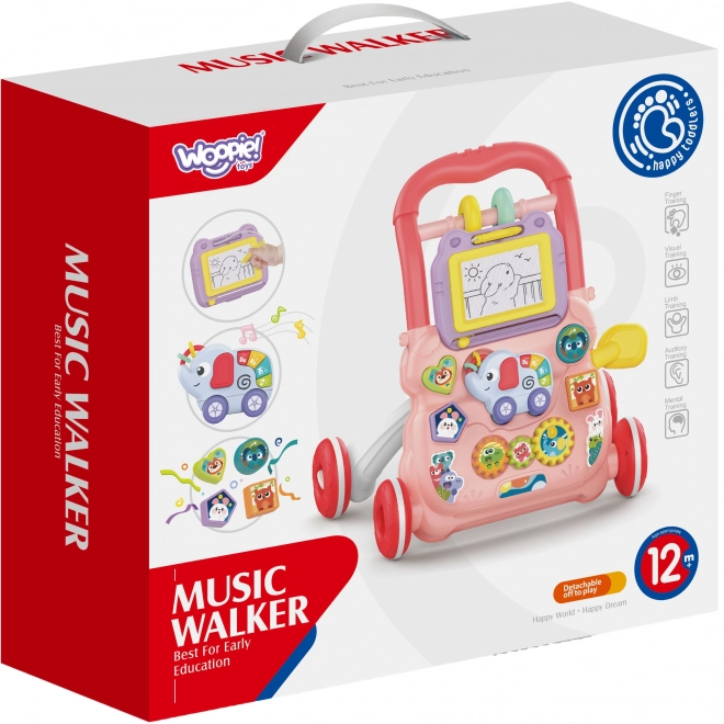 Interaktivt gåstativ Woopie Baby med musik og tavle