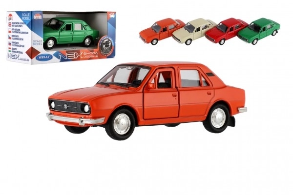 Auto Welly Škoda 105L metal/plast 11cm 1:34-39 på fri hjul 4 farver i æske 15x7x7cm