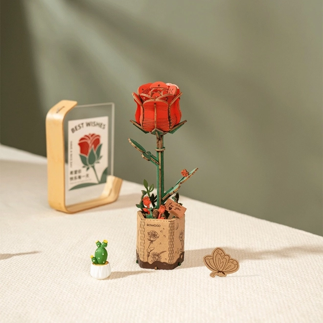 3D træpuslespil Røde Rose