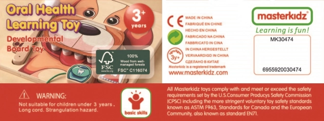 Masterkidz træ-montessori tavle til tandbørstning – hund
