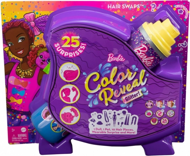 Barbie Color Reveal hårstyling med glimmer – lilla udgave