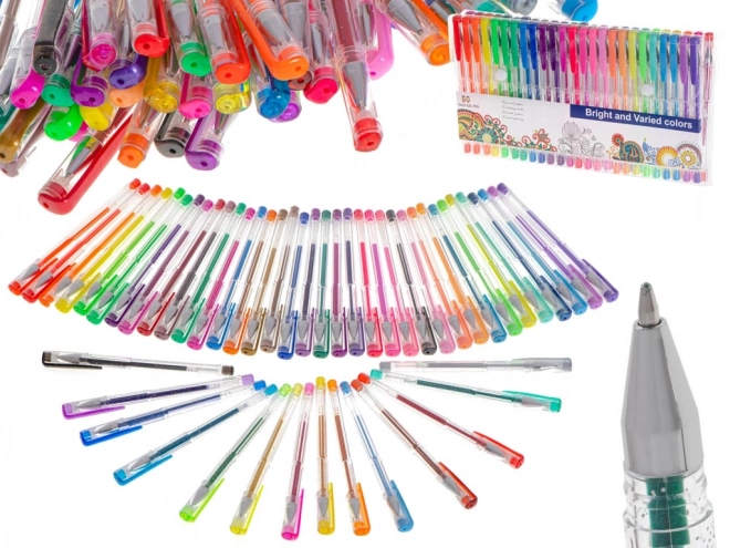 Farverige glitrende gelpenne - 50 stykker