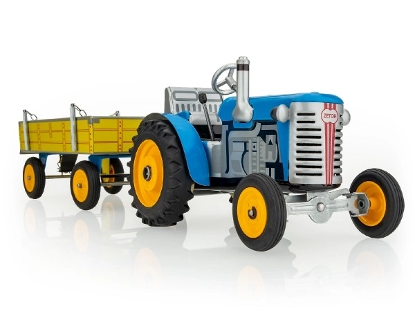 Traktor Zetor med trailer blå på nøgle metal 28cm Kovap i æske