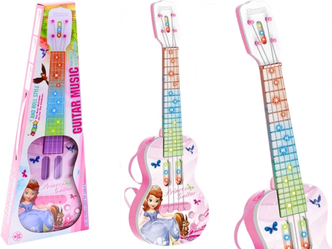 Elektrisk guitar med prinsesse til børn lys melodier pink