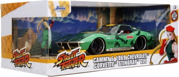 Jada Toys Street Fighter 1969 Chevrolet Corvette 1:24 med Cammy-figur