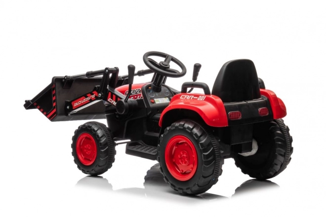 Børnerød traktor med genopladeligt batteri og skovl